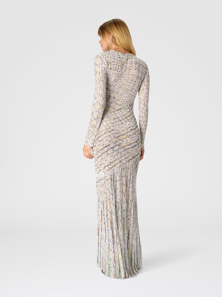 Long-sleeved dress with lurex, Multicoloured  - DS26SG1BBK01H1SMSMC