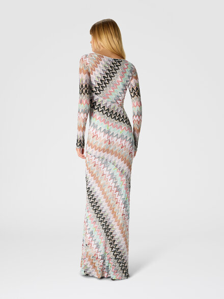 Viscose and Cotton Gown with Round Neck, Green& Brown - DS26SG1JBR014ZSM9Y4