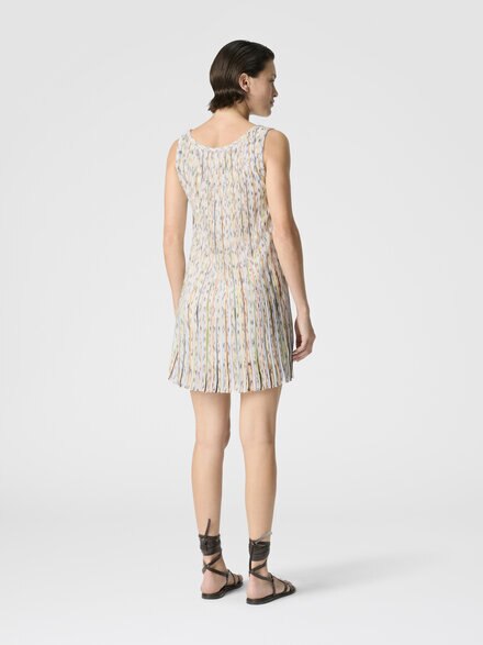 Sleeveless Mixed Viscose Mini Dress with Sequins, Green& Brown - DS26SG22BK01H1SMSMC