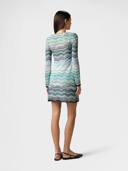 ビスコース ラメ シェブロン スパンコール付き ミニドレス, グリーン& 茶色 - DS26SG23BK01H9SMSN4