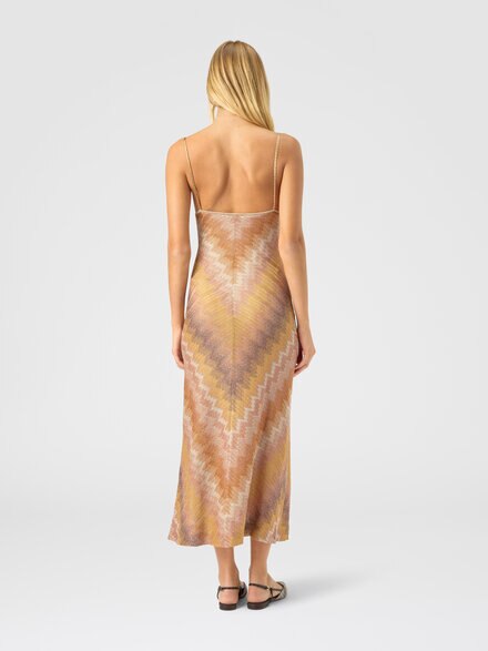 Viscose Lamé Gown with Deep Neckline, Green& Brown - DS26SG28BR014SS10C0