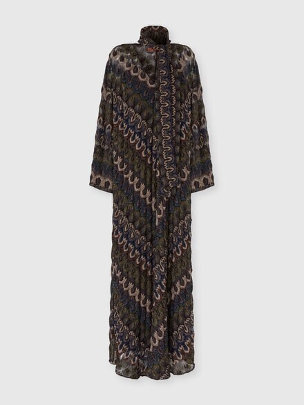 Vestido largo de viscosa lamé con cinturón extraíble, Verde & Marròn - DS26SG2DBR014QS80EN