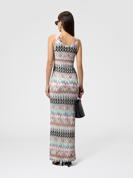 Viscose and Cotton Lam&eacute; Gown with Lace Motif, Green& Brown - DS26SG2LBR014ZSM9Y4