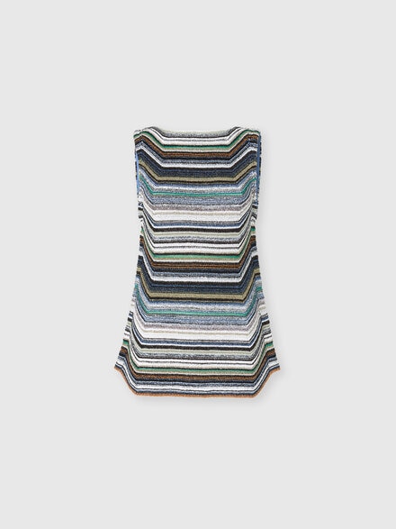 Mini dress in striped cotton blend, Multicoloured  - DS26SG39BK01IPSMSO4