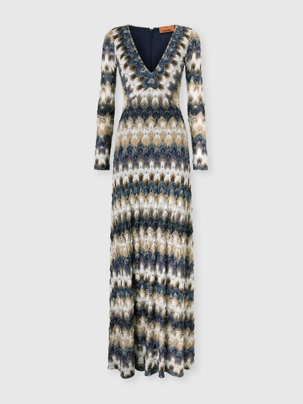 Vestido largo de encaje con escote en v, Multicolor  - DS26SG3YBR015JS72RA