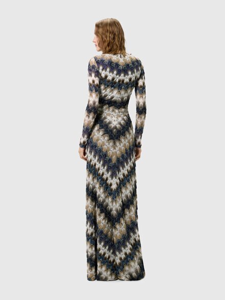 Vestido largo de encaje con escote en v, Multicolor  - DS26SG3YBR015JS72RA