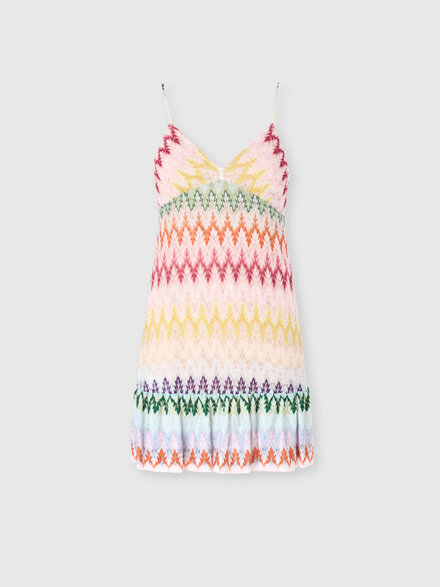 Mini-robe sans manches en dentelle &agrave; motif zigzag, Multicolore  - DS26SG40BR015IS30G5