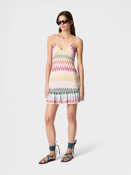 Mini-robe sans manches en dentelle &agrave; motif zigzag, Multicolore  - DS26SG40BR015IS30G5