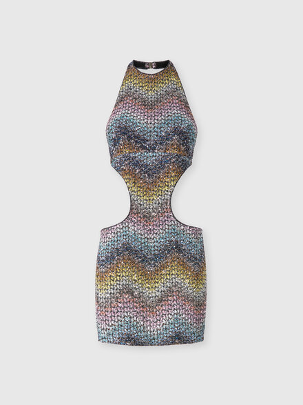 Sleeveless mini dress with zigzag texture, Multicoloured  - DS26SG42BC0065SMSNS