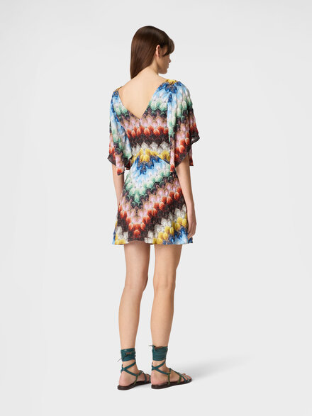 Robe courte en m&eacute;lange de viscose lam&eacute;e &agrave; motif en dentelle, Multicolore  - DS26SG44BR015JSMSNV