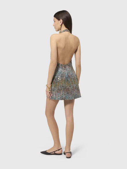 Minivestido con espalda descubierta y aplicaci&oacute;n de paillettes, Multicolor  - DS26SG4CBC0066SMSNT