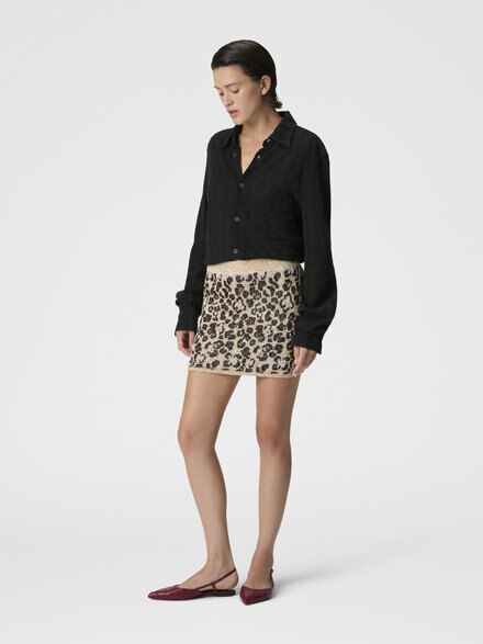 アニマルジャカードニット ミニスカート（スパンコール付き）, グリーン& 茶色 - DS26SH0UBK01HDS01KR