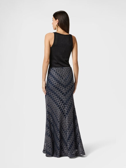 ミックスビスコース 3Dダイヤモンド ロングスカート, グリーン& 茶色 - DS26SH17BR014VS80EO