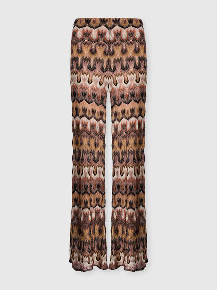 Viscose Lam&eacute; Trousers with Arabesque Motif, Green& Brown - DS26SI01BR014QS80ET