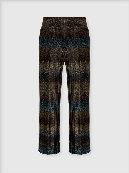 ビスコース ラメ フレアパンツ（スネークモチーフ）, グリーン& 茶色 - DS26SI05BR014SS91RN