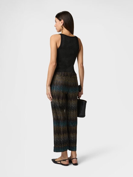 ビスコース ラメ フレアパンツ（スネークモチーフ）, グリーン& 茶色 - DS26SI05BR014SS91RN