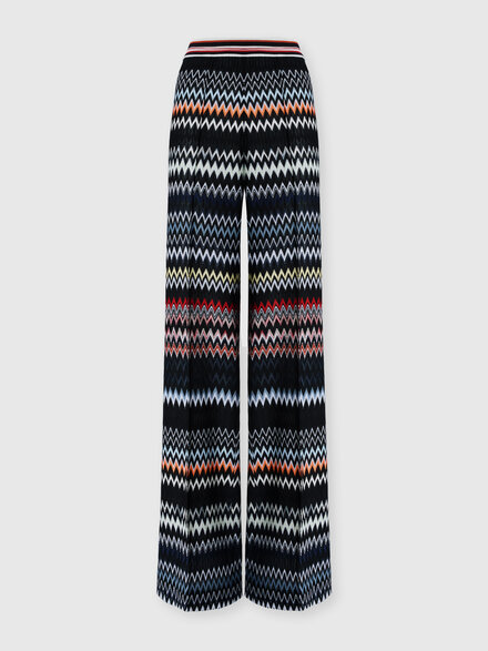 Weite Hose aus Baumwolle und Viskose mit Zickzackmuster, Gr&uuml;n & Braun - DS26SI09BR0150S91RR