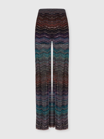 Pantalón ancho de viscosa lamé con motivo chevron y lentejuelas, Verde & Marròn - DS26SI0CBK01H9SM9ZT