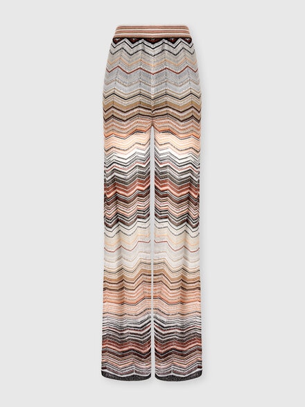 Weite Lam&eacute;-Viskose-Hose mit Fischgr&auml;tmuster und Pailletten, Gr&uuml;n & Braun - DS26SI0CBK01H9SM9ZV