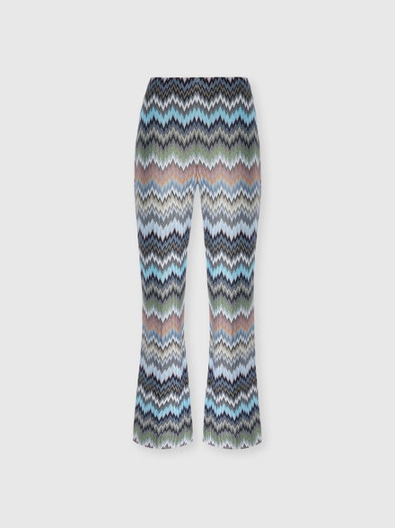 Snake-Pattern Chevron Viscose Flared Trousers, Green& Brown - DS26SI0DBR014TS91RM