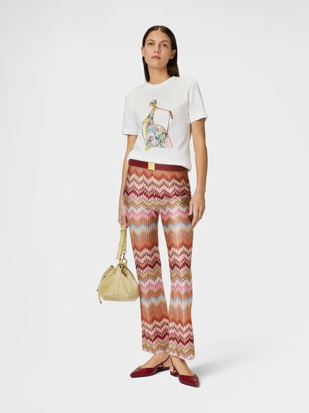 ビスコース シェブロン&times;スネークモチーフ フレアパンツ, グリーン& 茶色 - DS26SI0DBR014TSM9Y1