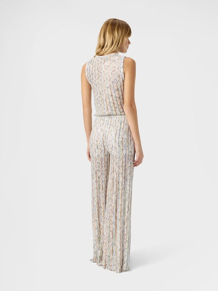 Pantalón acanalado de mezcla de viscosa con lentejuelas, Verde & Marròn - DS26SI0NBK01H1SMSMC