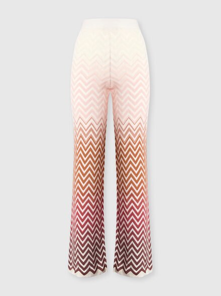 Trousers in cotton and viscose chevron d&eacute;grad&eacute;, Green& Brown - DS26SI0OBK01HESMSMO
