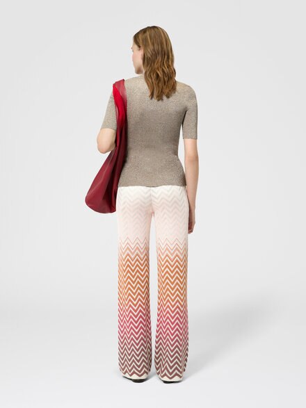 Trousers in cotton and viscose chevron d&eacute;grad&eacute;, Green& Brown - DS26SI0OBK01HESMSMO