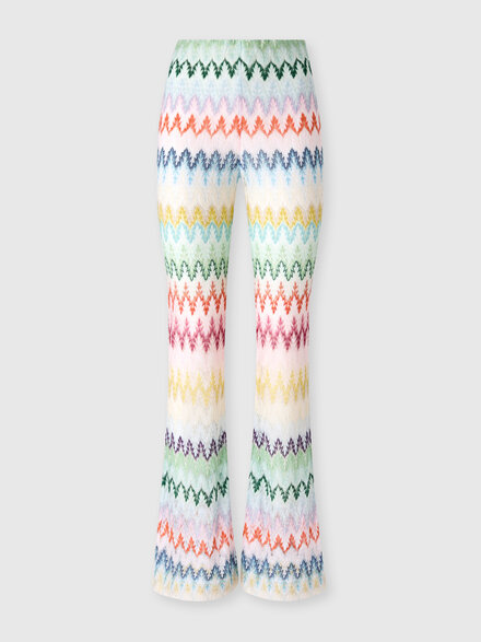 Pantalones flare en mezcla de viscosa lam&eacute; con motivo zig zag, Multicolor  - DS26SI10BR015IS30G5
