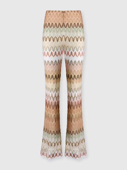 Pantalones flare en mezcla de viscosa lam&eacute; con motivo zig zag, Multicolor  - DS26SI10BR015ISMSPJ