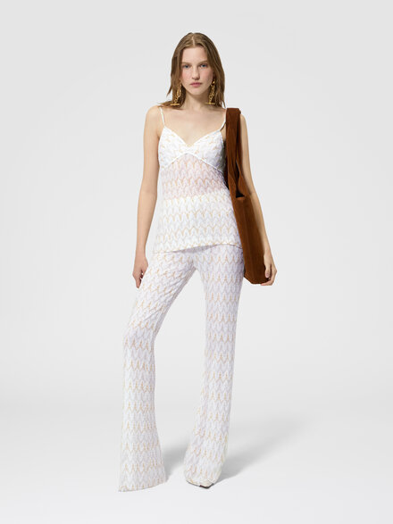 Pantalon en dentelle zig zag, Blanc & Or - DS26SI10BR015XS01LI