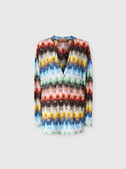 Blusa oversize con profundo escote en V, Multicolor  - DS26SJ01BR015JSMSNV