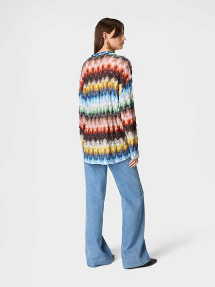 Blusa oversize con profundo escote en V, Multicolor  - DS26SJ01BR015JSMSNV