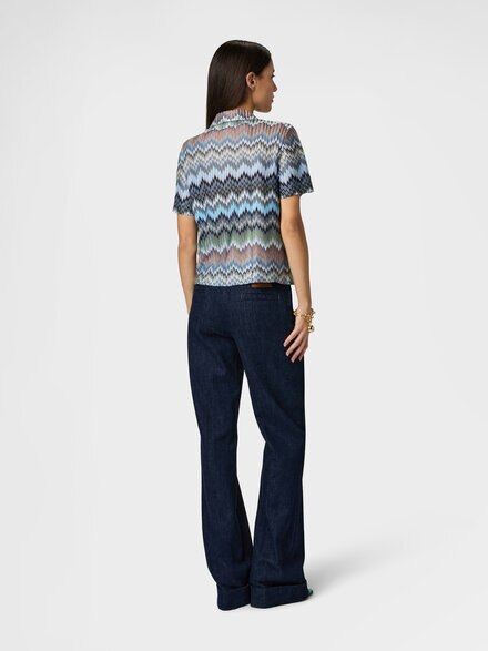 ビスコース シェブロン&times;スネークモチーフ ボウリングシャツ, グリーン& 茶色 - DS26SJ03BR014TS91RM