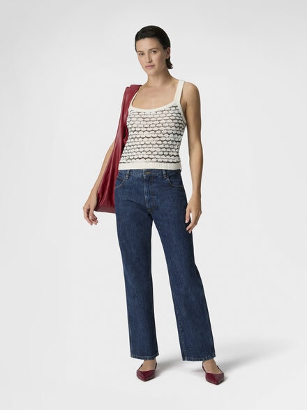 Cashmere and Viscose Tank Top with Contrast Trim, Green& Brown - DS26SK0HBK01HCS01KQ