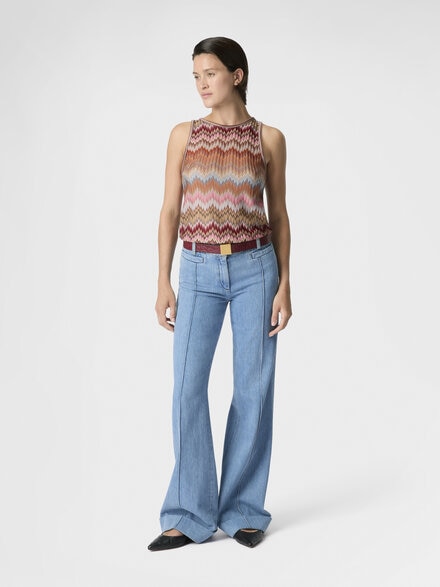 Snake-Pattern Viscose Sleeveless Top, Green& Brown - DS26SK0JBR014TSM9Y1