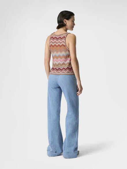 Snake-Pattern Viscose Sleeveless Top, Green& Brown - DS26SK0JBR014TSM9Y1