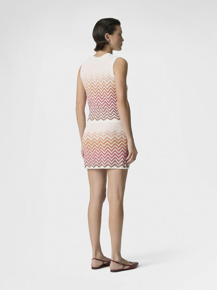 &Auml;rmelloses Top aus Baumwolle und Viskose mit D&eacute;grad&eacute;-Fischgr&auml;tmuster, Gr&uuml;n & Braun - DS26SK0UBK01HESMSMO