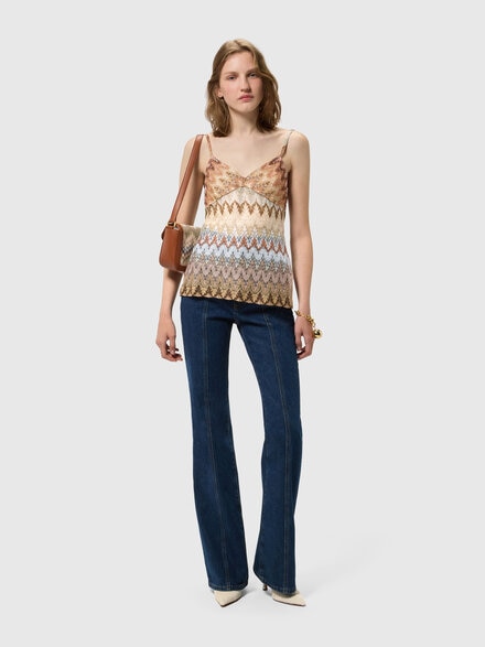 Camiseta de tirantes de encaje zig zag, Multicolor  - DS26SK15BR015ISMSPJ