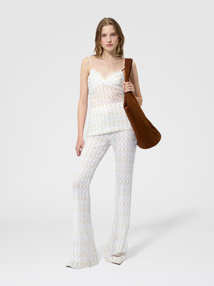 D&eacute;bardeur en dentelle zig zag ton sur ton, Blanc & Or - DS26SK15BR015XS01LI