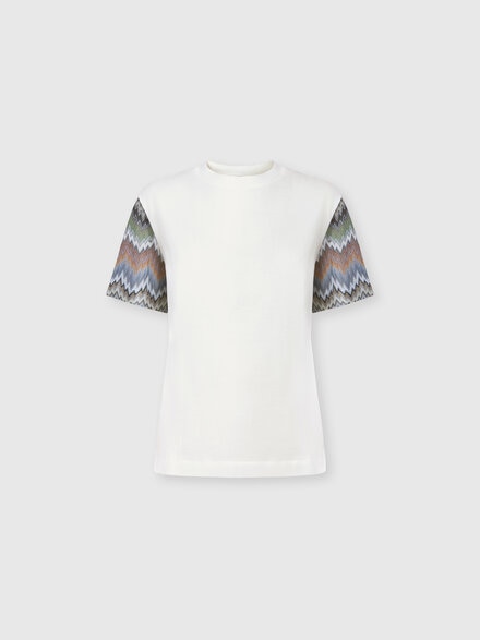 Camiseta de cuello redondo de punto de algodón con mangas en contraste, Verde & Marròn - DS26SL05BJ00QRSMSMX