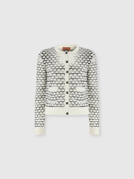 Cashmere and Viscose Cardigan with Contrast Trim, Green& Brown - DS26SM0BBK01HCS01KQ