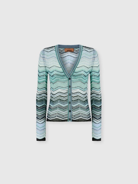 Lam&eacute;-Viskose-Cardigan mit Fischgr&auml;tmuster und Pailletten, Gr&uuml;n & Braun - DS26SM0GBK01H9SMSN4