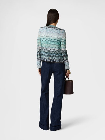 Lam&eacute;-Viskose-Cardigan mit Fischgr&auml;tmuster und Pailletten, Gr&uuml;n & Braun - DS26SM0GBK01H9SMSN4