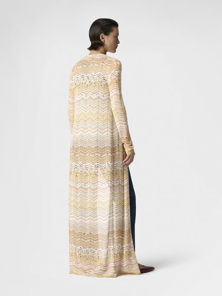 Langer Cardigan mit Chevron-Muster und Pailletten, Mehrfarbig  - DS26SM0HBK01H9SM9ZU