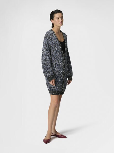 Cardigan oversize en maille jacquard à motif animalier, Multicolore  - DS26SM0JBK01HDS72PO
