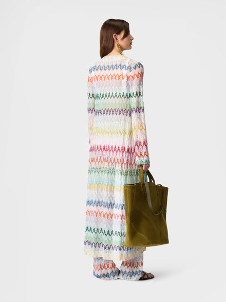 Cardigan largo de encaje zig zag, Multicolor  - DS26SM0TBR015IS30G5