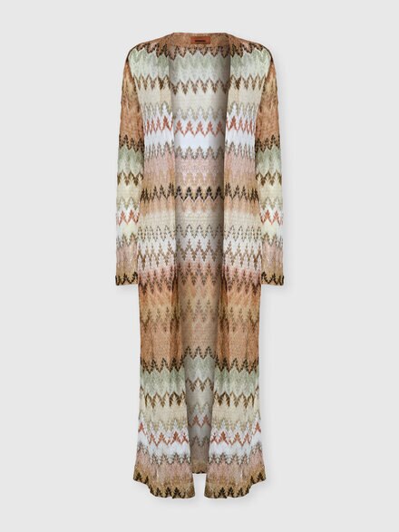 Cardigan largo de encaje zig zag, Multicolor  - DS26SM0TBR015ISMSPJ