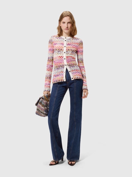 C&aacute;rdigan ajustado de cuello redondo con botones, Rosa & Multicolor - DS26SM0VBR0147SM9TH