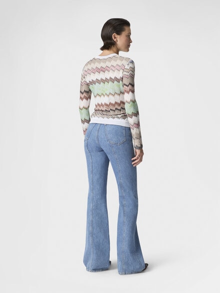 Jersey de cuello redondo de viscosa lamé con ribetes en contraste, Verde & Marròn - DS26SN0SBR014WSM9Y3